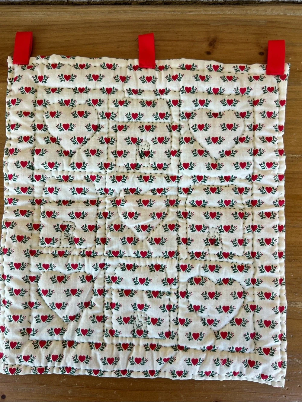 Handmade Holiday Wall Hanging - Red & Green Quilt